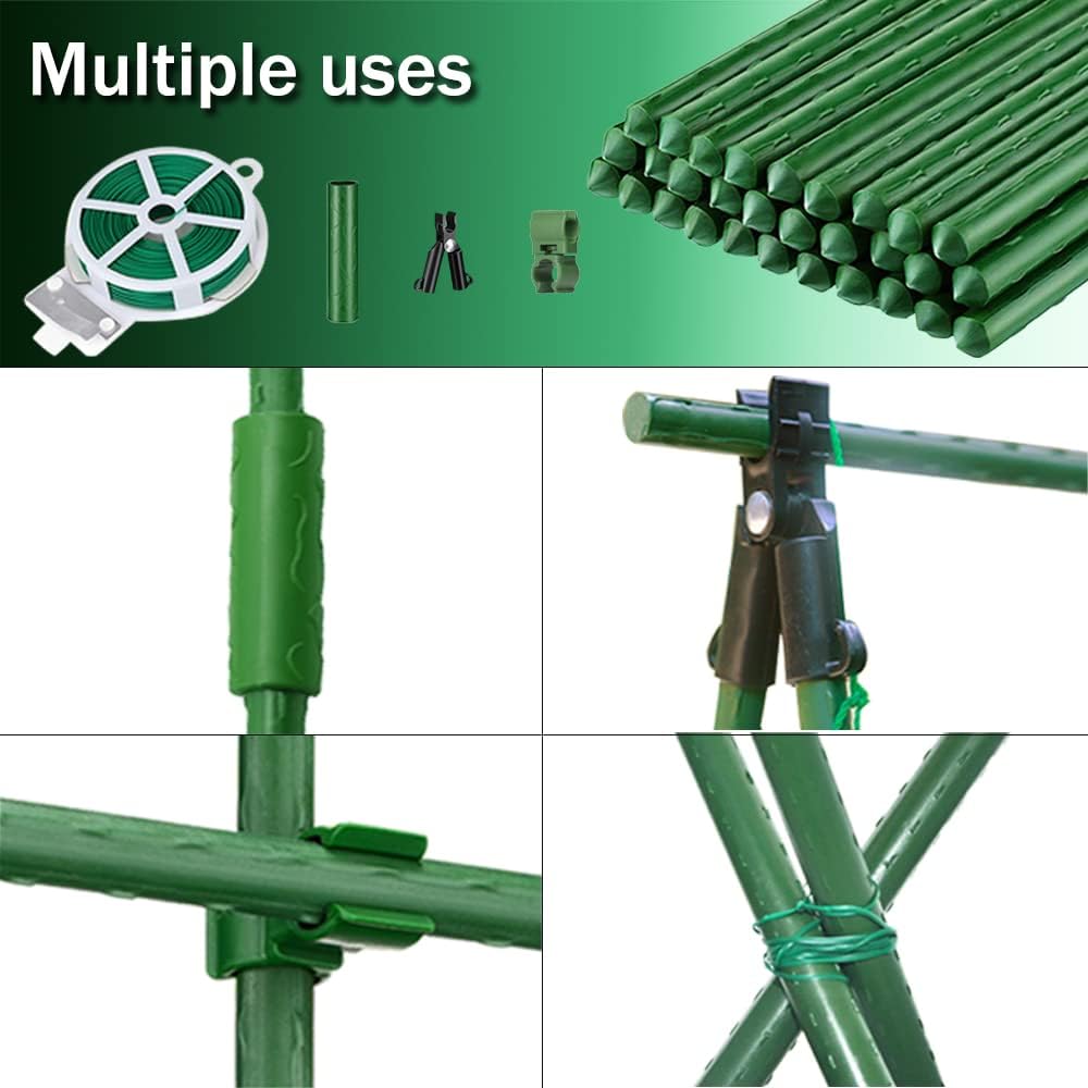 7/16" Garden Stakes,60pcs 16" Plant Stakes DIY 3ft 4ft 5ft 6ft Plant Support Sticks,Plant Support Stake with Sturdy