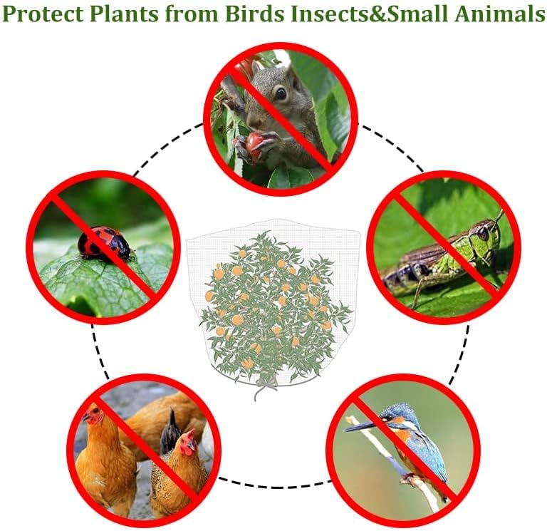Agfabric Bird Netting 84" Hx84 W Garden Netting Insect Pest Barrier,Plant Cover Fruit Tree Netting Mesh Protection Bag