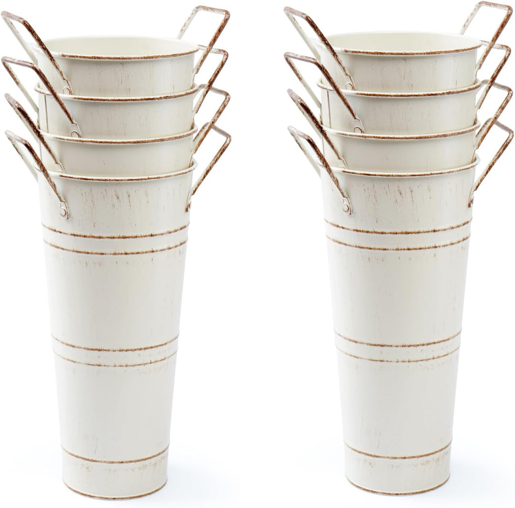 Irenare 12 Inch Galvanized Flower Buckets for Flower Bars and Fall Decor