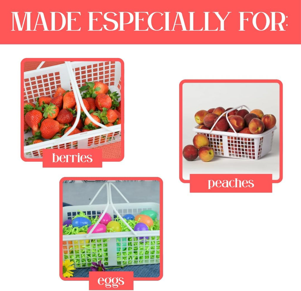 6 Pack – 6 Quart Garden Harvest Basket – Fruit Basket – Small Storage Container for Collecting, Gathering, and Gift