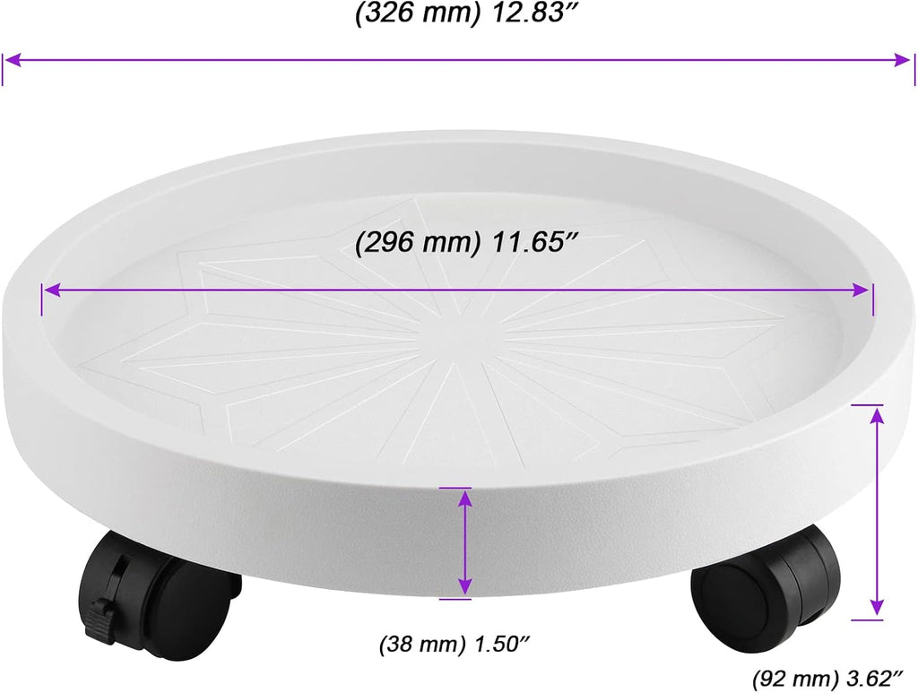 JOIKIT 4 Pack 13 Inch Round Plant Caddy with 4 Lockable Wheels, 132 Lbs Capacity Heavy Duty Rolling Plant Stand