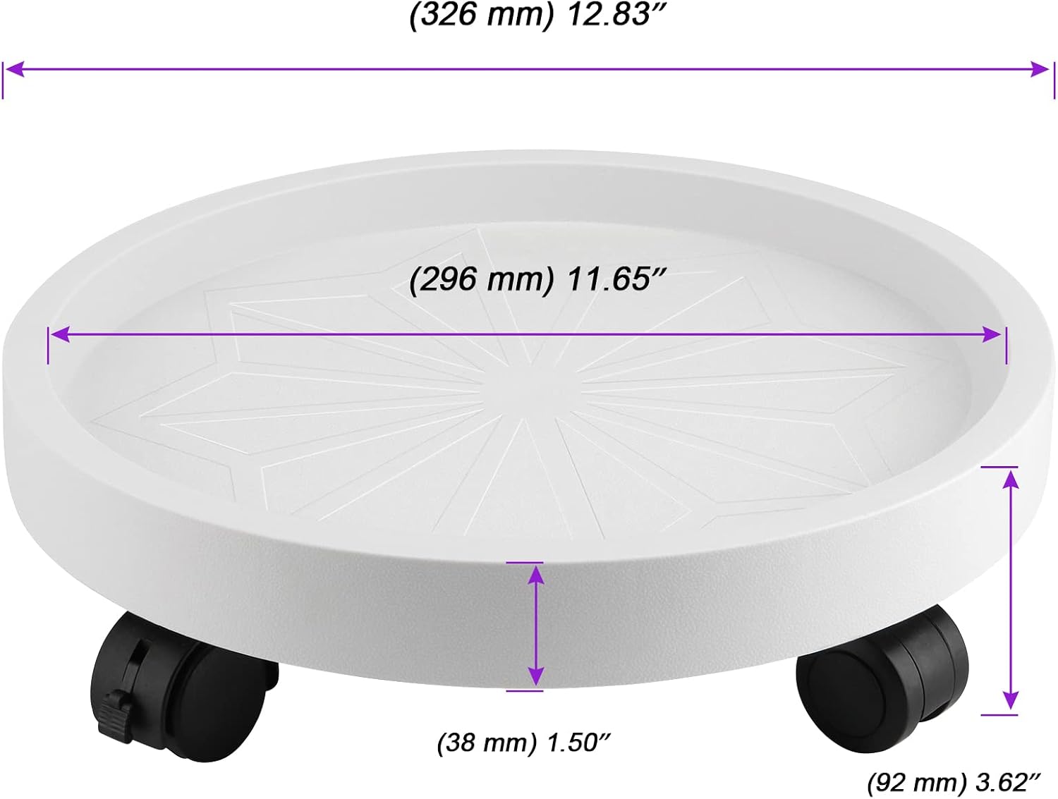 JOIKIT 4 Pack 13 Inch Round Plant Caddy with 4 Lockable Wheels, 132 Lbs Capacity Heavy Duty Rolling Plant Stand
