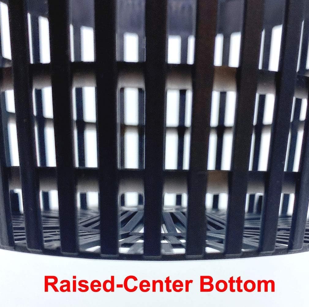 HORTIPOTS 5 Inch Net Pots Raised Center Bottom Mesh Side Wide Rim Round Cup with Free Reflective Top Lids for