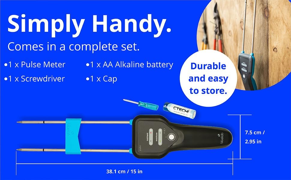 Bluelab Pulse Meter - Handheld Digital Soil Meter Measures Nutrients (TDS), Moisture & Temperature directly from the