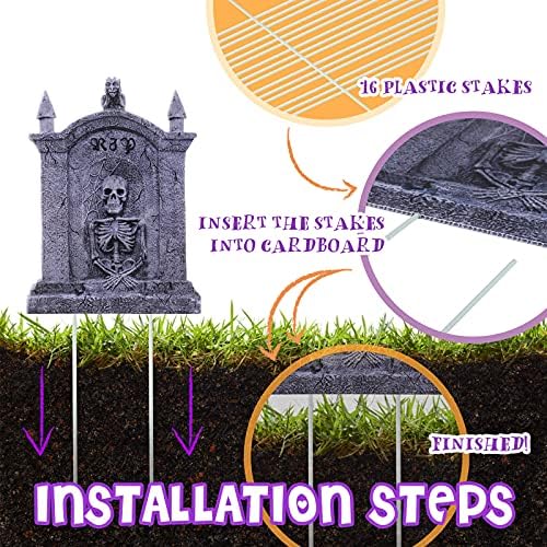 8 Pieces Halloween Graveyard Tombstones Yard Outdoor Decoration with Stakes