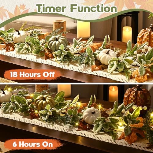 Waipfaru Fall Decor, 6 Ft Fall Garland for Mantle
