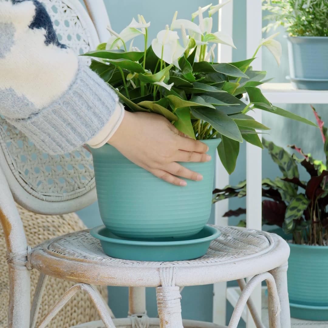 7 inch Plant Pots, 6 Pack Flower Pots,Planters for Indoor Outdoor Plants, Planters with Drainage Hole and Tray