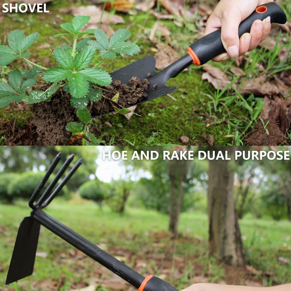 Large Garden Tool Set with Non-Slip Rubber Handle - 6 Piece Heavy Duty, Gardening Hand Tools, Sturdy Durable, Classic