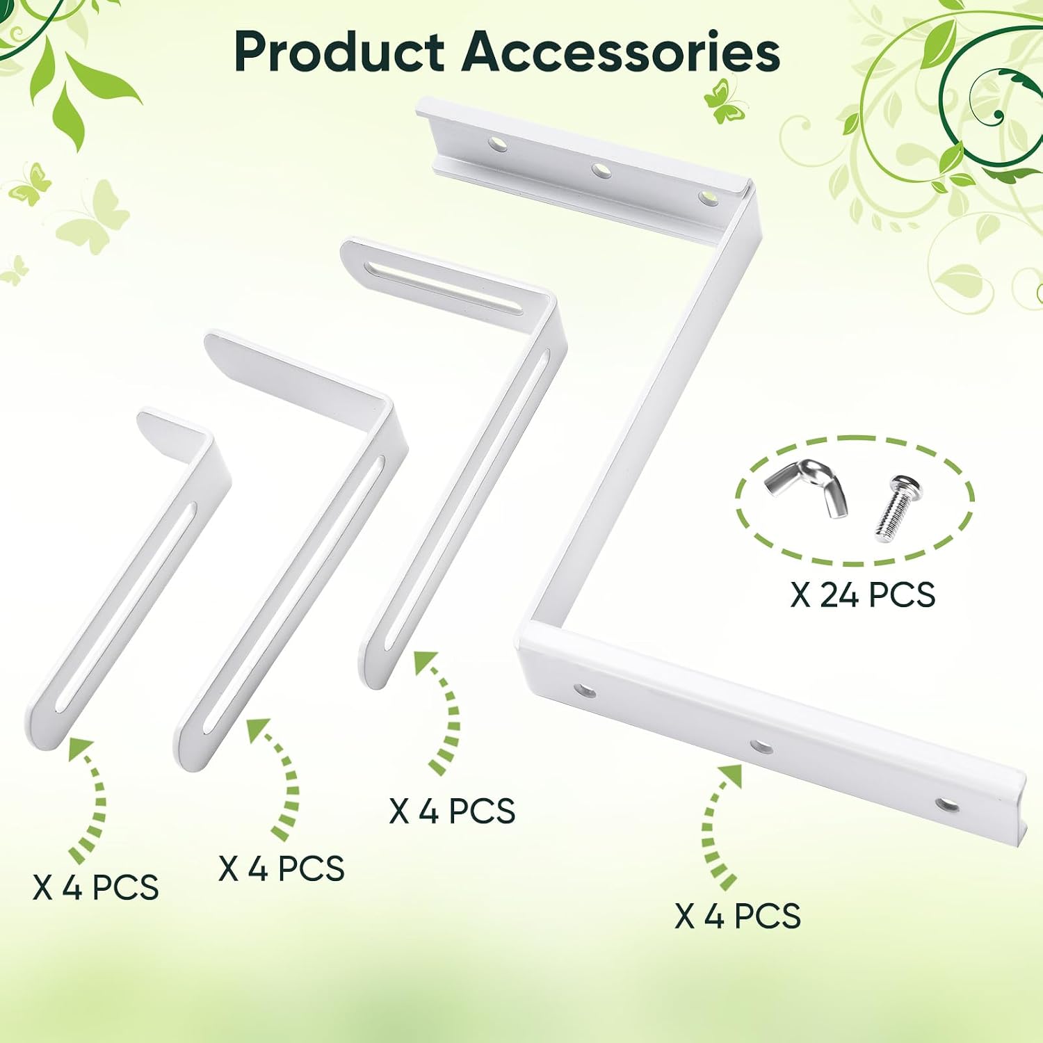 Adjustable Planter Box Bracket, Flower Box Holder Brackets for Deck Railing | White Window Box Hanging Brackets for