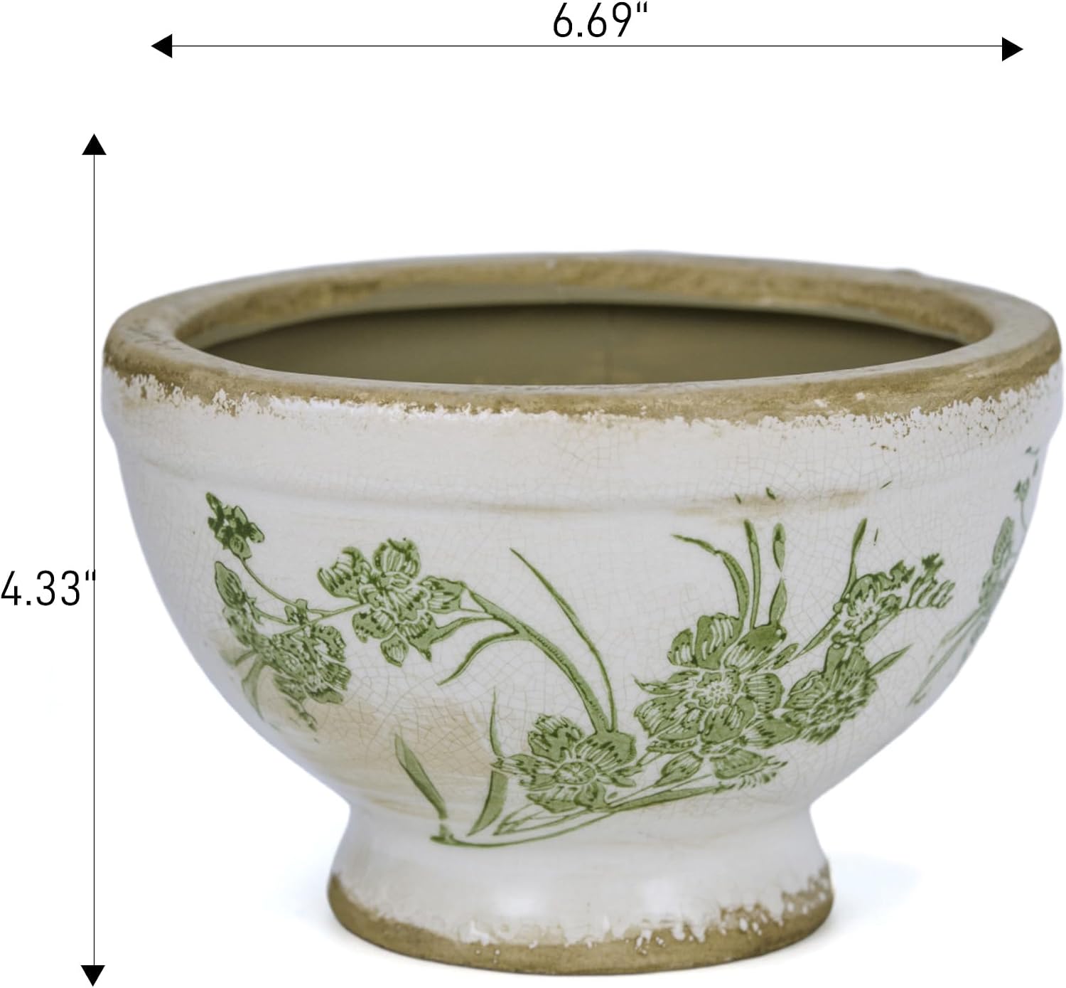 Dosayes Vintage Ice Crackle Grazd Ceramic Flower Pot with Drainage Holes, 4.33 Inch Rustic Planter for Indoor Plants