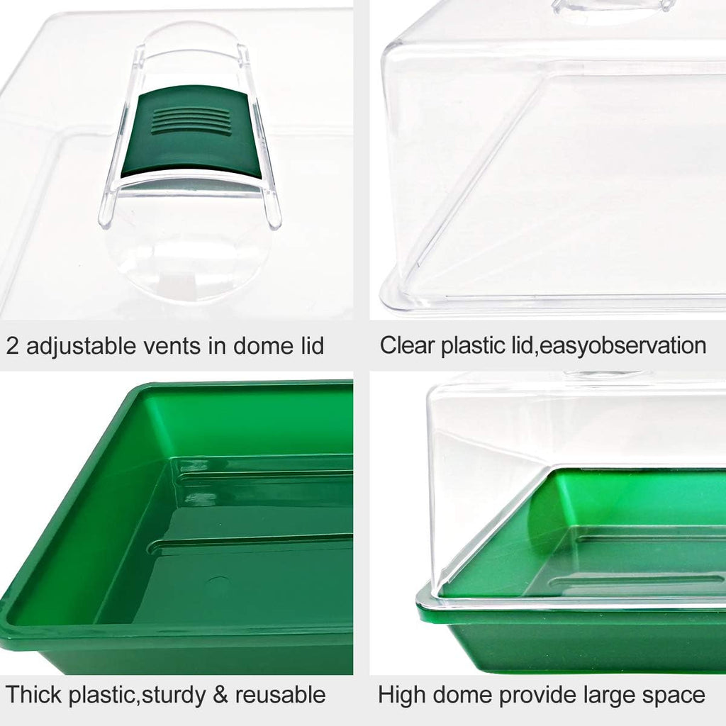 LeJoy Garden Reusable Propagator Tray Vented Dome for Seedlings & Clones | Thickened Clear Plastic, Large 15in×7.1in