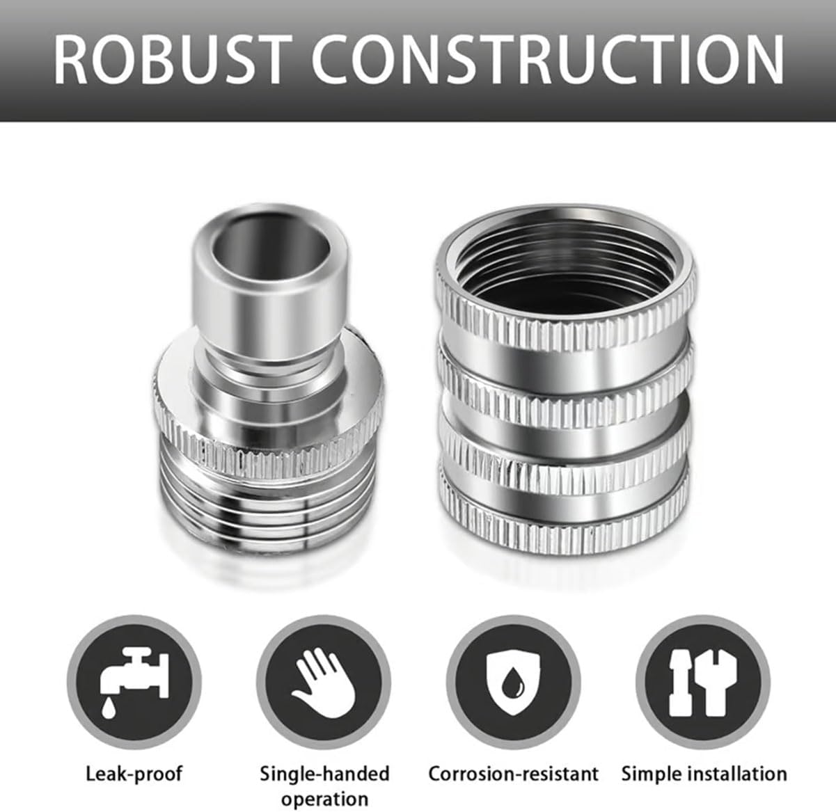 Stainless Steel Garden Hose Quick Connect Fittings Set, 3/4" GHT Garden Hose Quick Connect Kit, Heavy-Duty Stainless