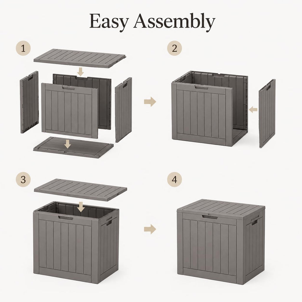 Resin Deck Box Waterproof Outdoor indoor Storage Box 36 Gallon | Patio Furniture Side Table for Pool and Garden