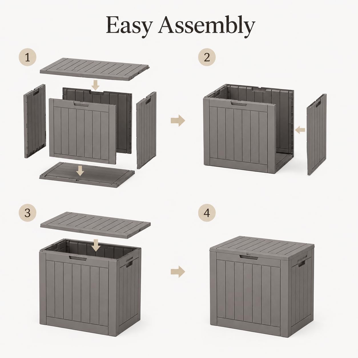 Resin Deck Box Waterproof Outdoor indoor Storage Box 36 Gallon | Patio Furniture Side Table for Pool and Garden