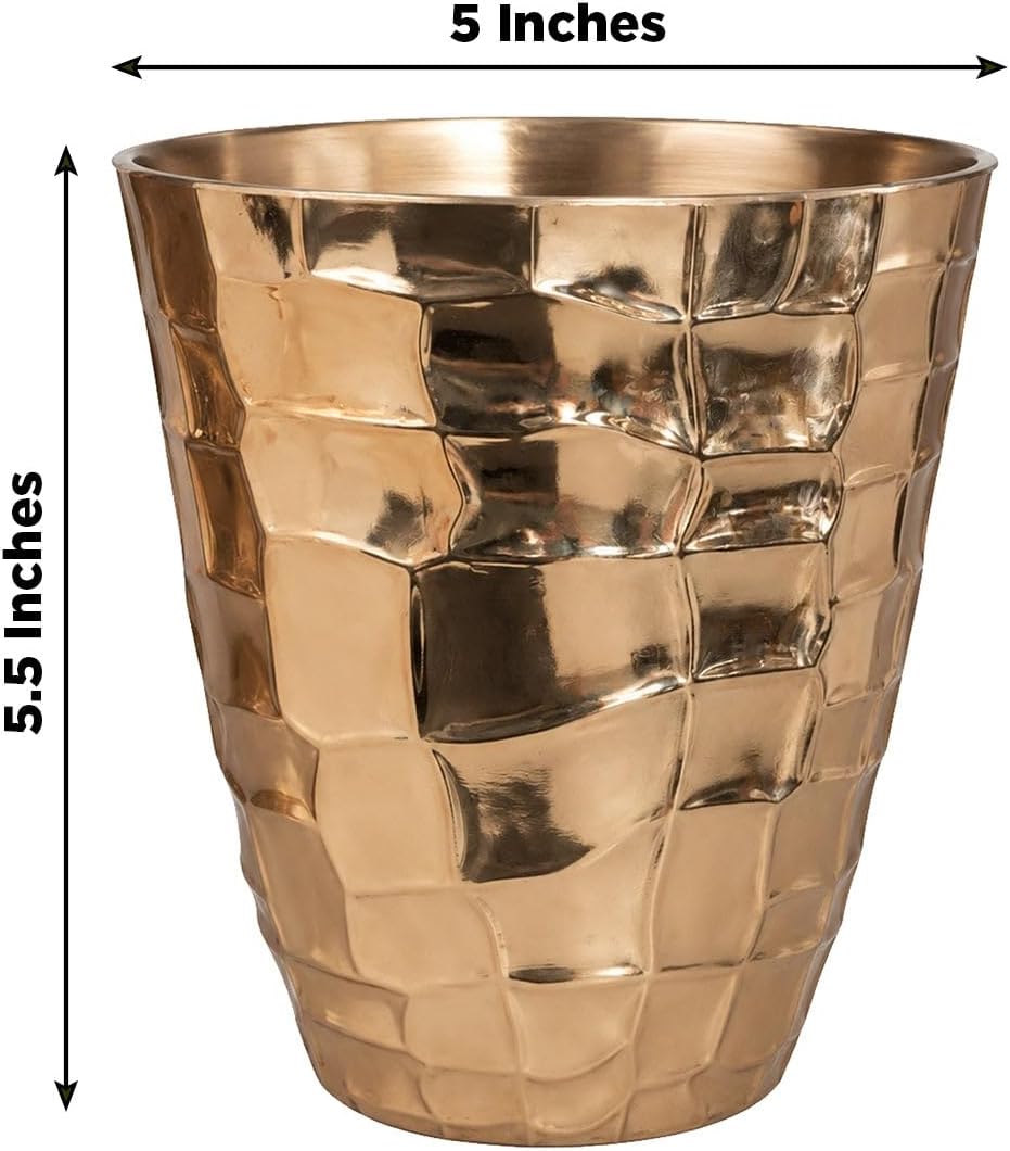 Efavormart 6 Pack Gold Hammered Planter Pots 5.5" – Indoor Decorative Plastic Plant Pots for Succulents, Flowers & Herbs