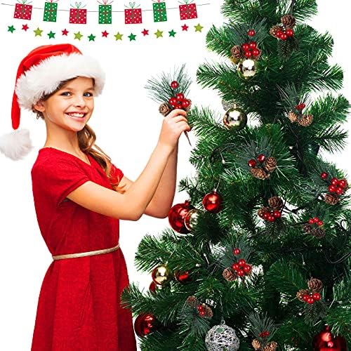 Canlierr 20 Pcs Christmas Pine Picks Pinecones Berries Set,Vivid Style