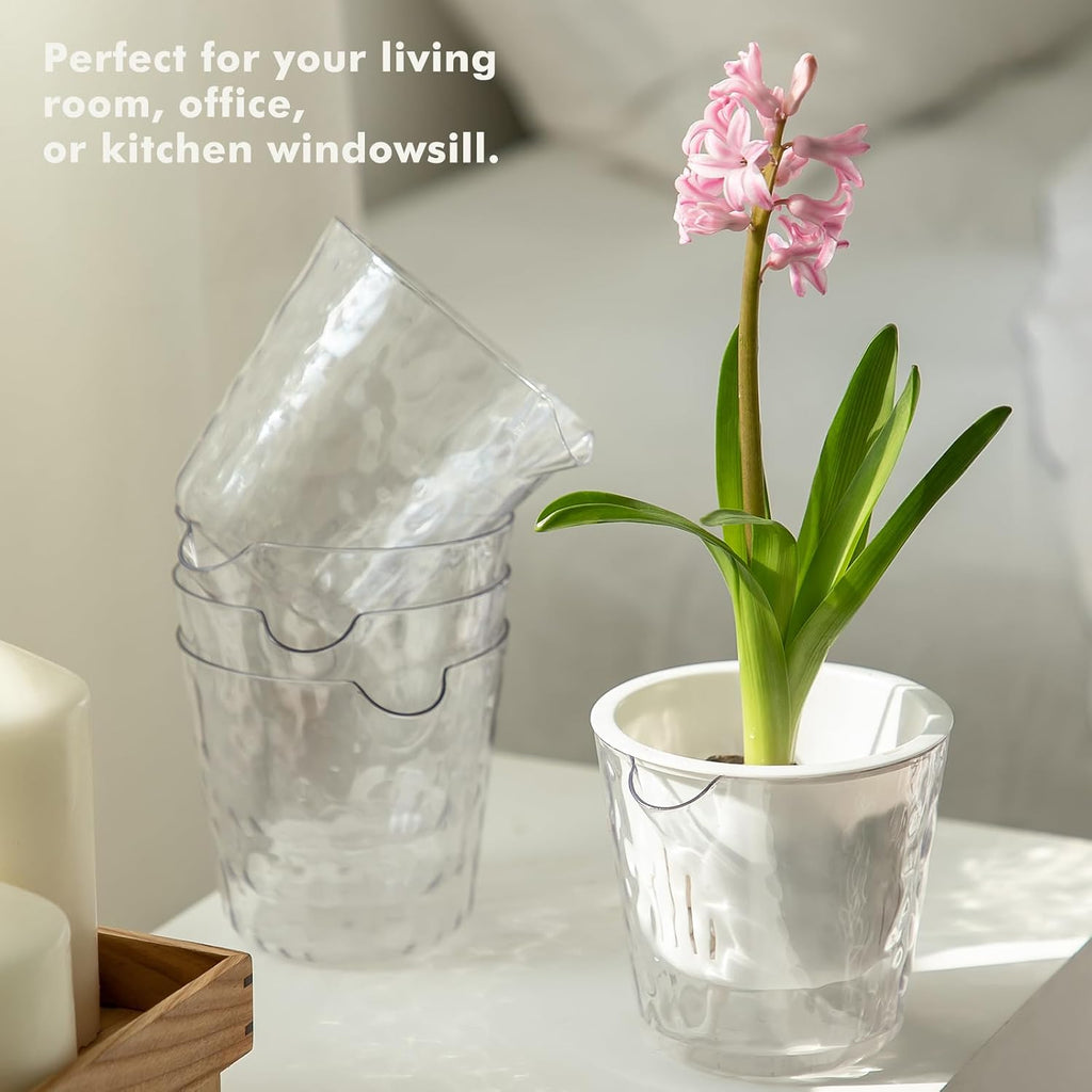4 Inch Self Watering Plant Pots for Indoor Plants 10 Packs African Violet Pot, Self Watering Planters for Herb, Orchid