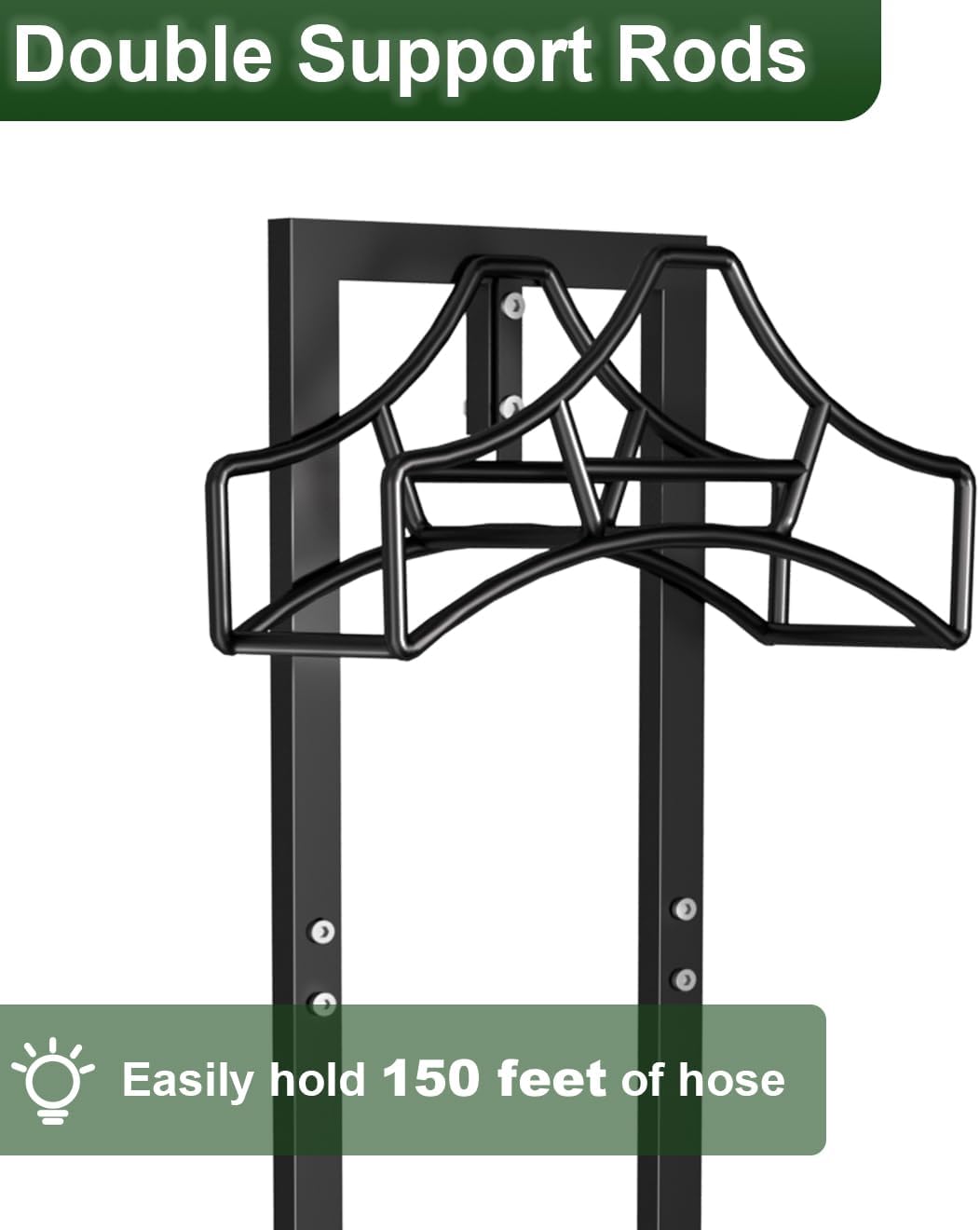 Garden Hose Holder With 4 Spikes, Freestanding Metal Hose Stand for Outdoor Garden, Detachable Hose Storage Rack for