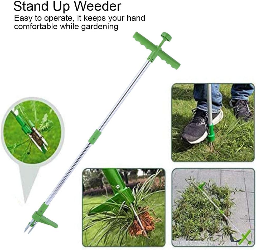 Portable Puller Tool Stand Up Weeder Long Handle Garden Lawn Root Killer Remover Heavy Duty Ergonomic Design for