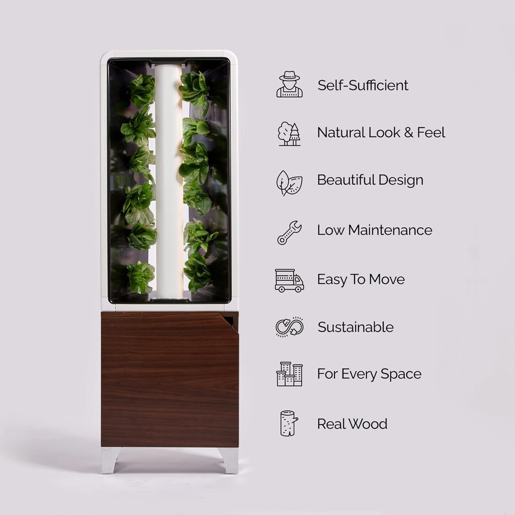 Just Vertical EVE Tower Garden Hydroponic Indoor Growing System - Grow 12 Fresh Herbs & Vegetables Year-Round