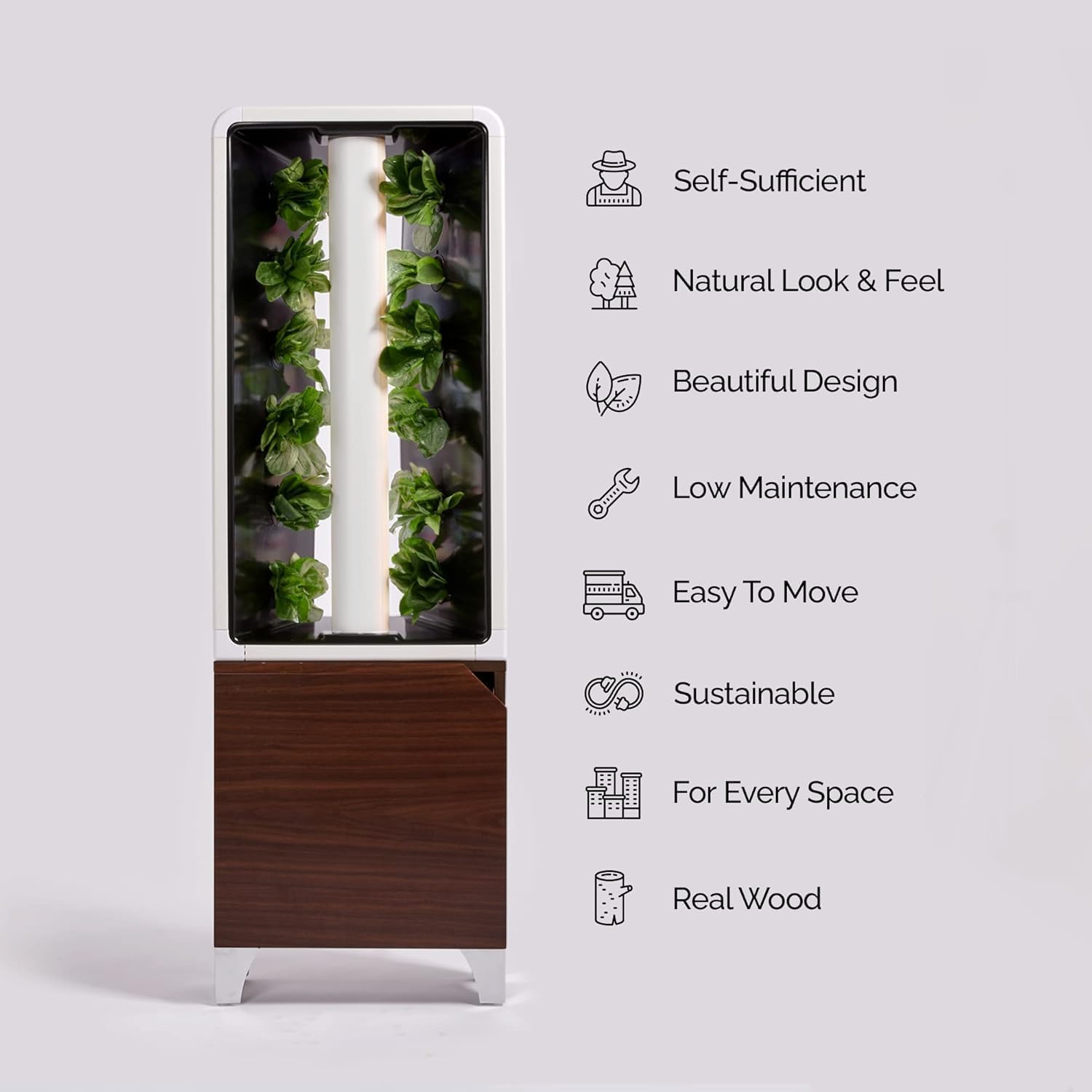 Just Vertical EVE Tower Garden Hydroponic Indoor Growing System - Grow 12 Fresh Herbs & Vegetables Year-Round