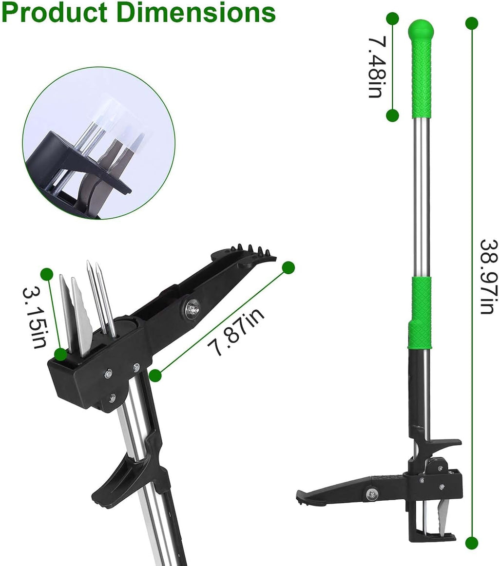 Weed Puller Tool, Stand Up 38.97in Heavy Duty Long Handle Garden Weeding Tool with 4 Claws Gardening Uprooting Manual