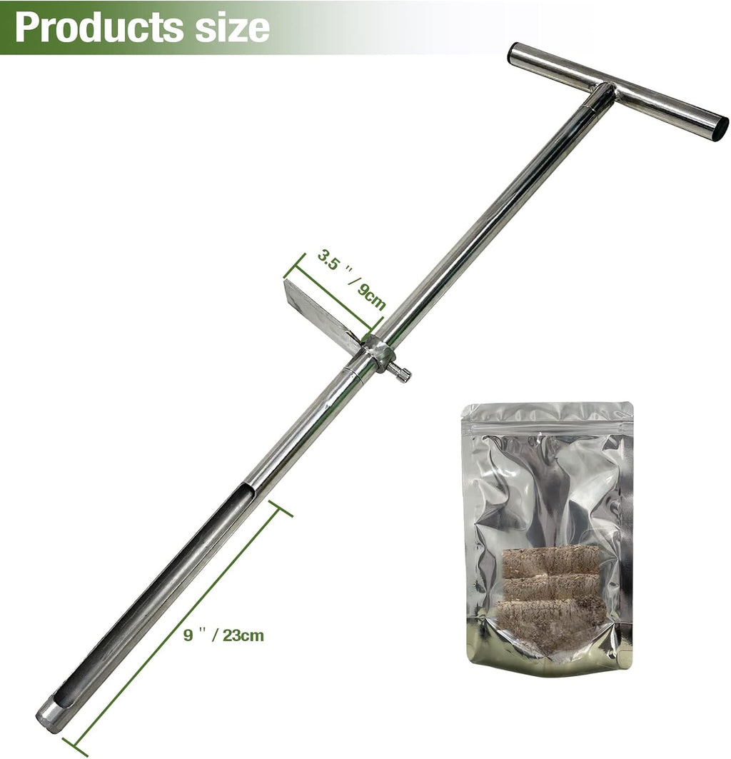 36" Soil Probe, Stainless Steel Soil Sampler Probe with Foot Pedal and Reusable Sample Bags, Soil Test Kits for Lawn