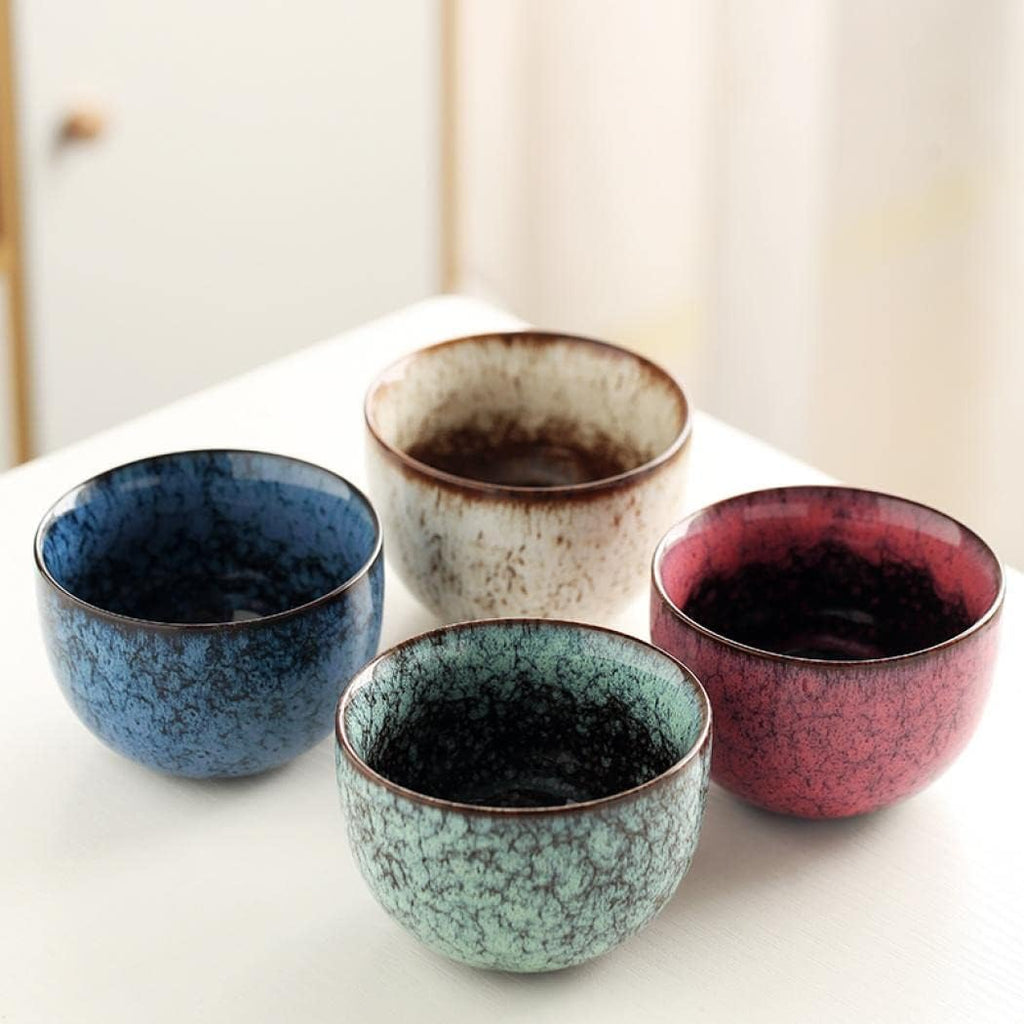 YYW 3 Inch Ceramic Plant Pot Set of 4 with Drainage and Bamboo Tray(Set 2) | Durable Ceramic Flower Pots Perfect for