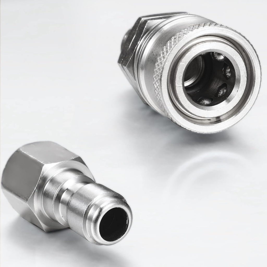 4 Sets NPT 1/4 Inch Pressure Washer Coupler Quick Connect Plug Male Female 1/4 Quick Connect Fittings Pressure Washer
