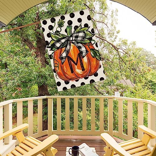 AVOIN colorlife Fall Monogram Letter M House Flag 28x40 Inch for Outside