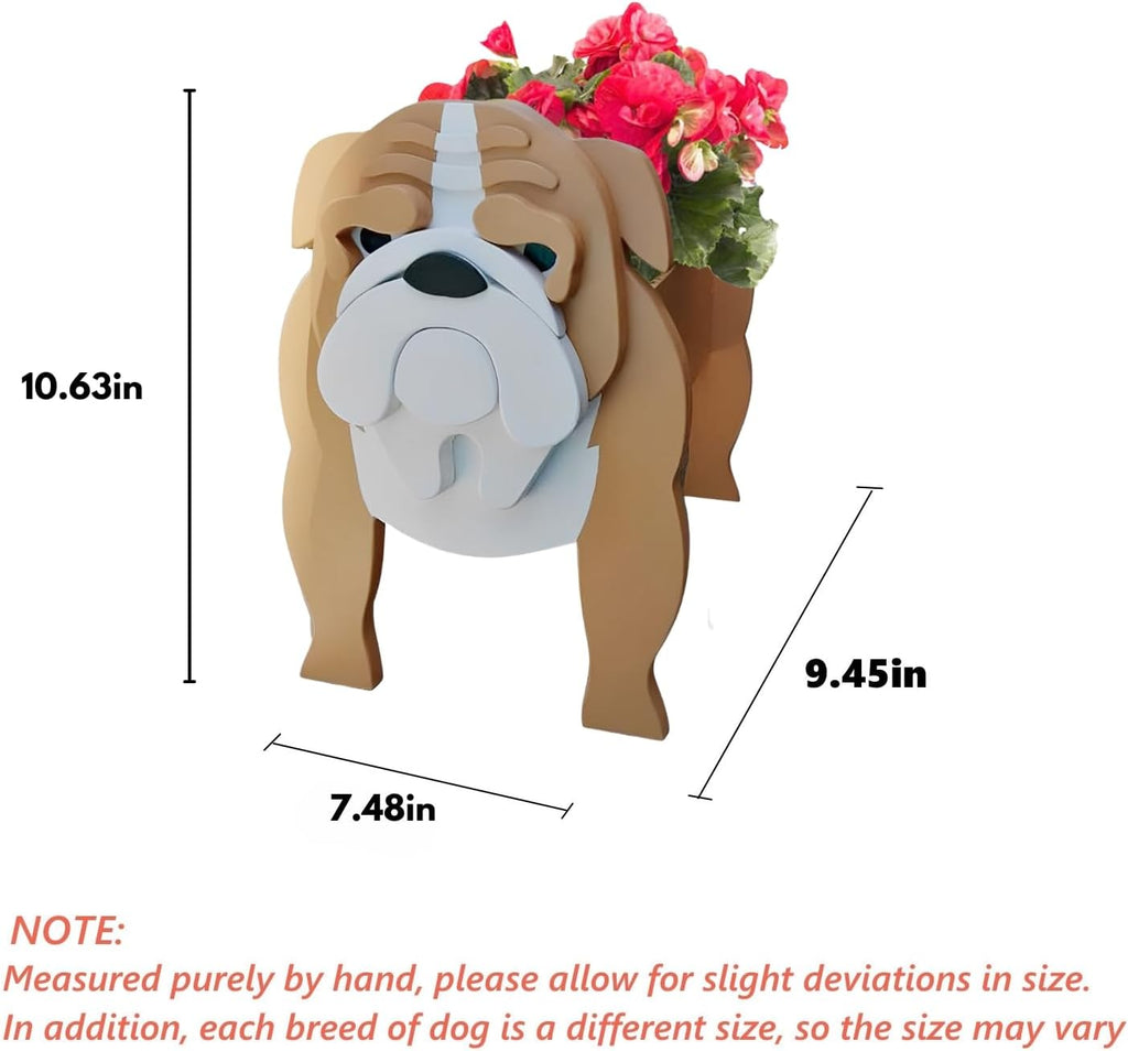 English Bulldog Dog Planter Pots, Animal Shaped Flower Pot | Cute Plant Gift for Women and Pet Lovers, Indoor Outdoor