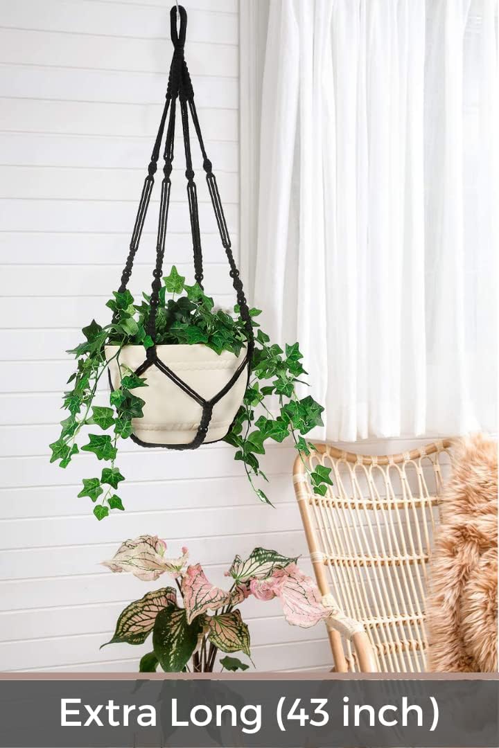 2 Pack Macrame Plant Hanger Large for 12 inch Pot, Large Plant Hanger | Large Macrame Plant Hanger, Long & Outdoor