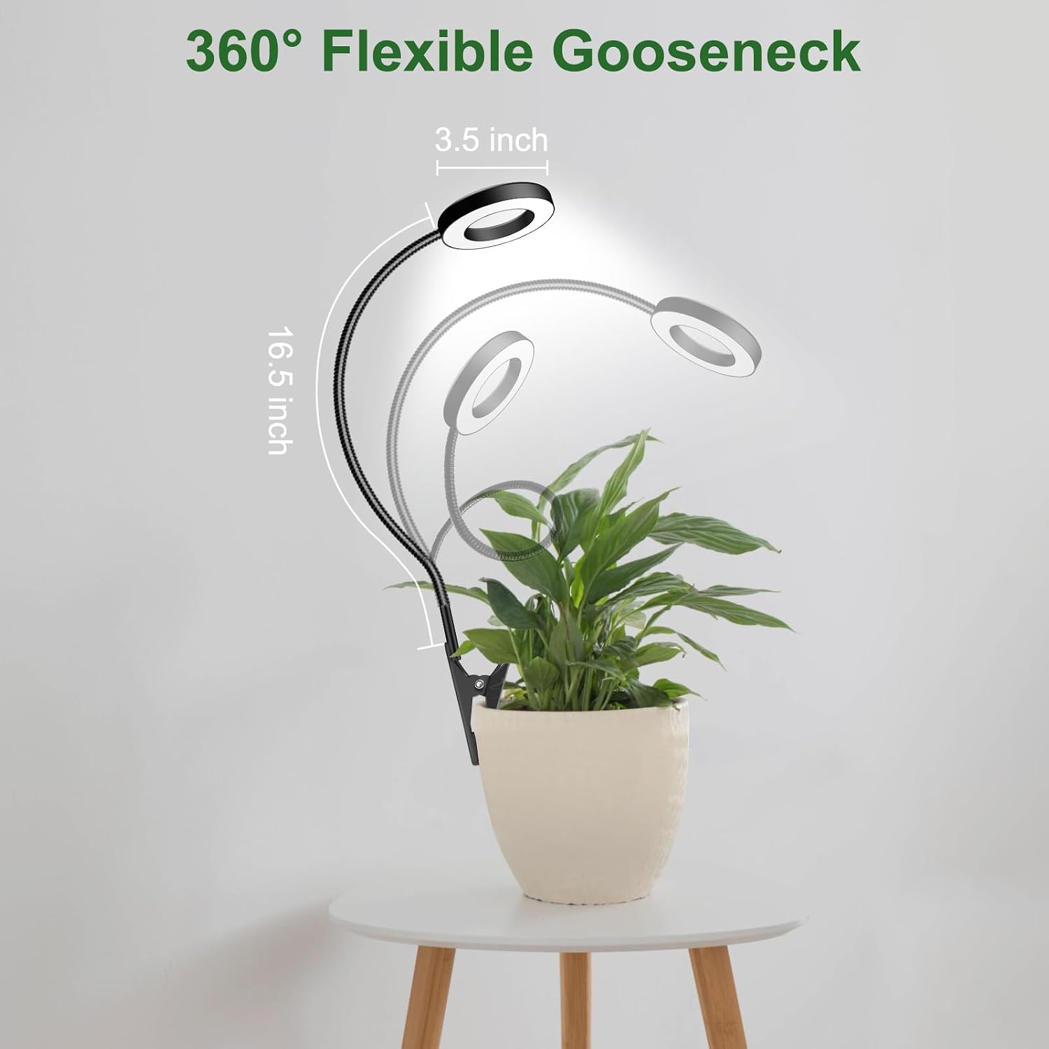 2 in 1 Grow Lights for Indoor Plants, 3 Colors 48 LEDs Plant Lights | 360° Gooseneck Clip on grow light, Full Spectrum