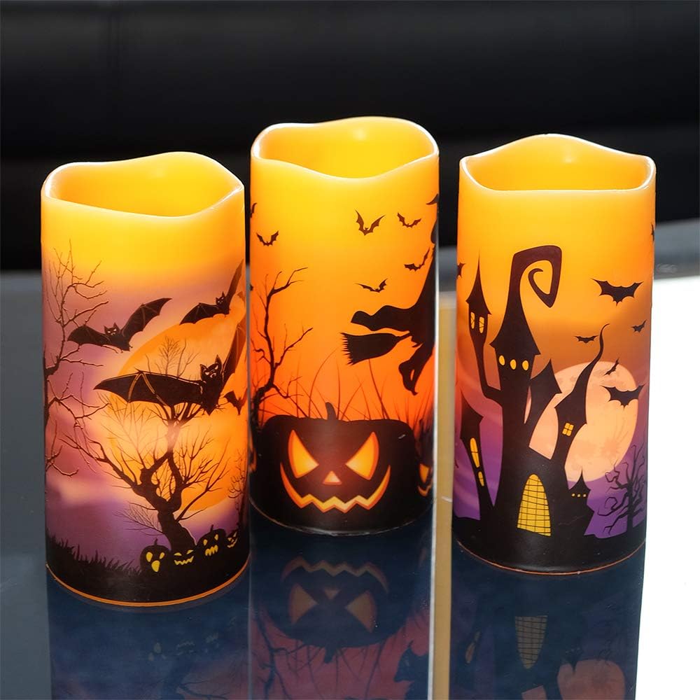 Wondise Halloween Flameless Flickering Candles with 6H Timer