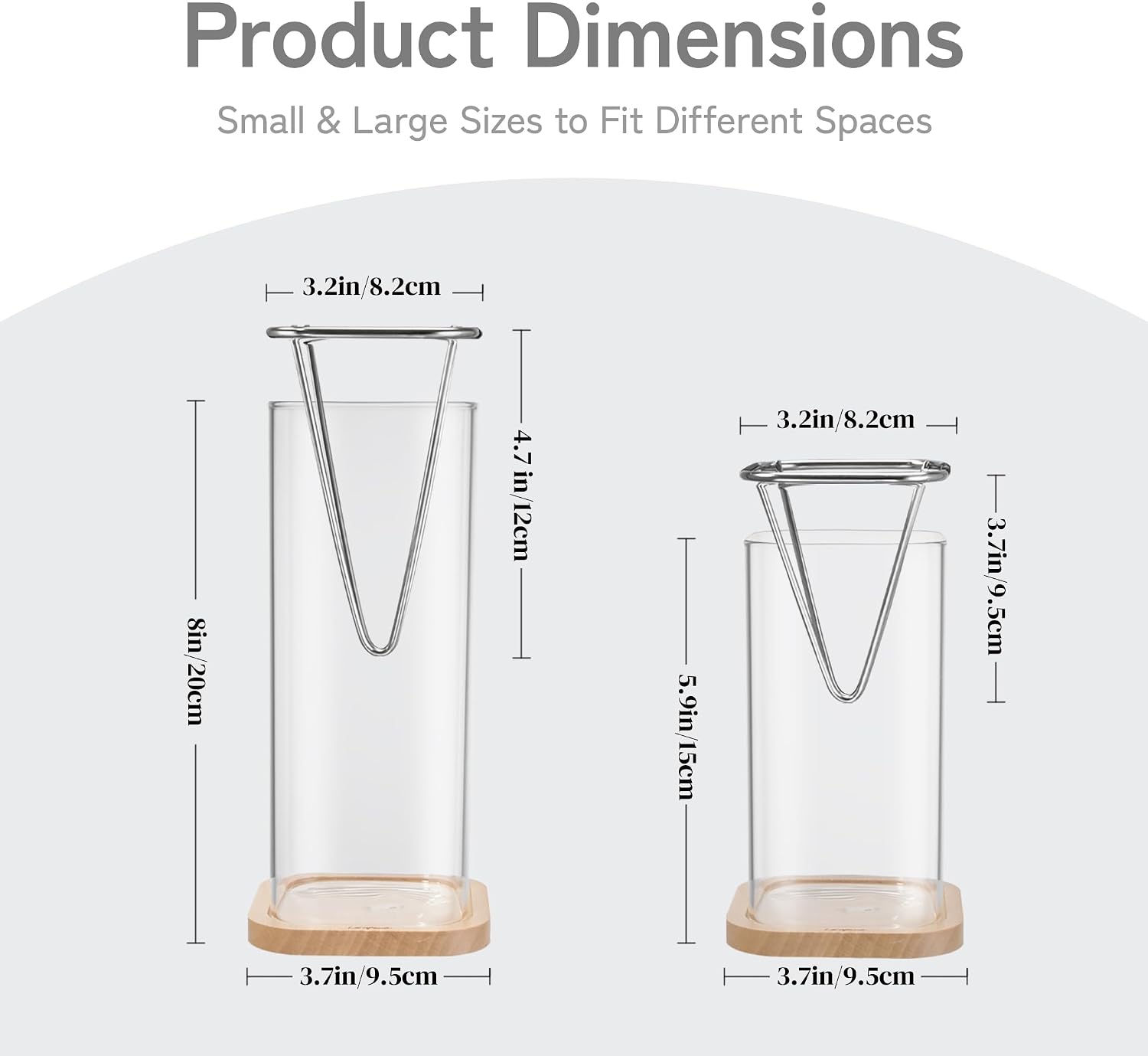 Avocado Seed Growing Kit, Set of 2 Glass Vases with Stainless Steel Holder & Wood Base, Avocado Growing Vase Hydroponic