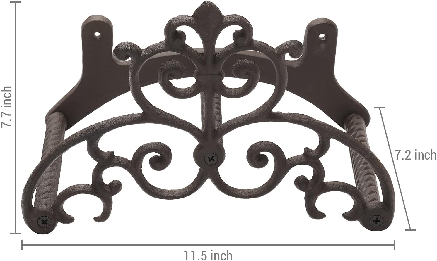 MyGift Brown Heavy Duty Cast Iron Outdoor Garden Water Hose Hanger | Wall Mounted Hose Reel with Vintage Scrollwork
