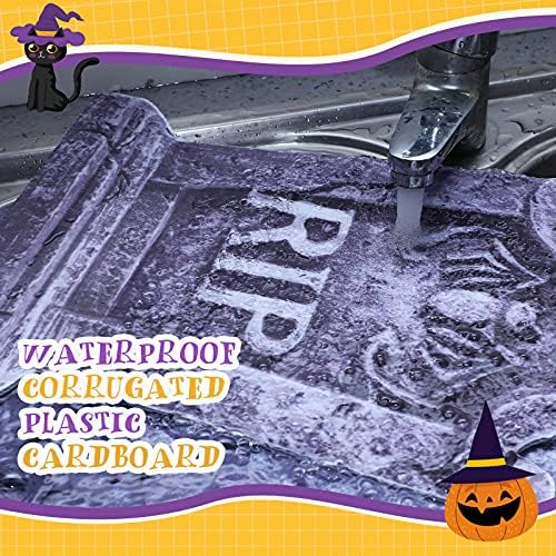 8 Pieces Halloween Graveyard Tombstones Yard Outdoor Decoration with Stakes