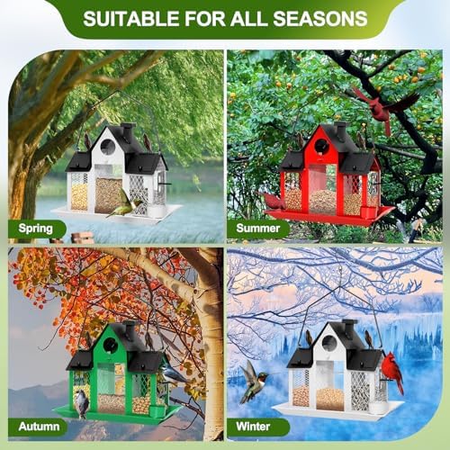 Solar Bird Feeders for Outdoors Hanging, Bird Houses for Outside