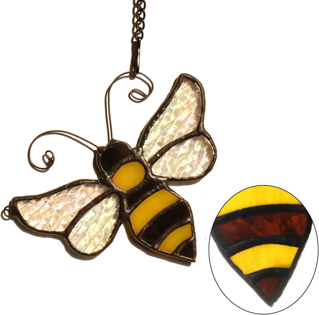 Bumble Bee Stained Glass Window Hanging,Honeybee Suncatcher Gifts | Bee Stained Glass Window Hanging,Suncatcher for