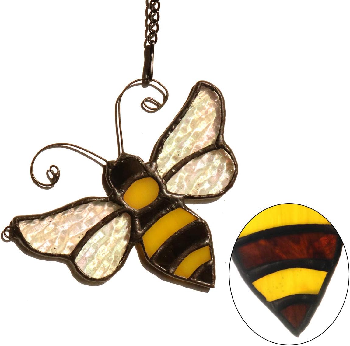 Bumble Bee Stained Glass Window Hanging,Honeybee Suncatcher Gifts | Bee Stained Glass Window Hanging,Suncatcher for