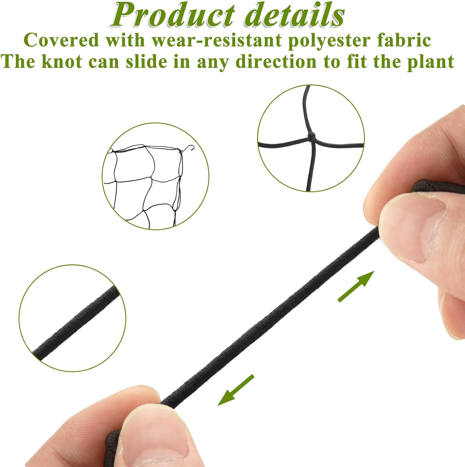 2 Pack 5x5 ft Elastic Trellis Netting for Grow Tent, Heavy Duty Plant Support Net with Steel Hooks and 100 Zip Ties