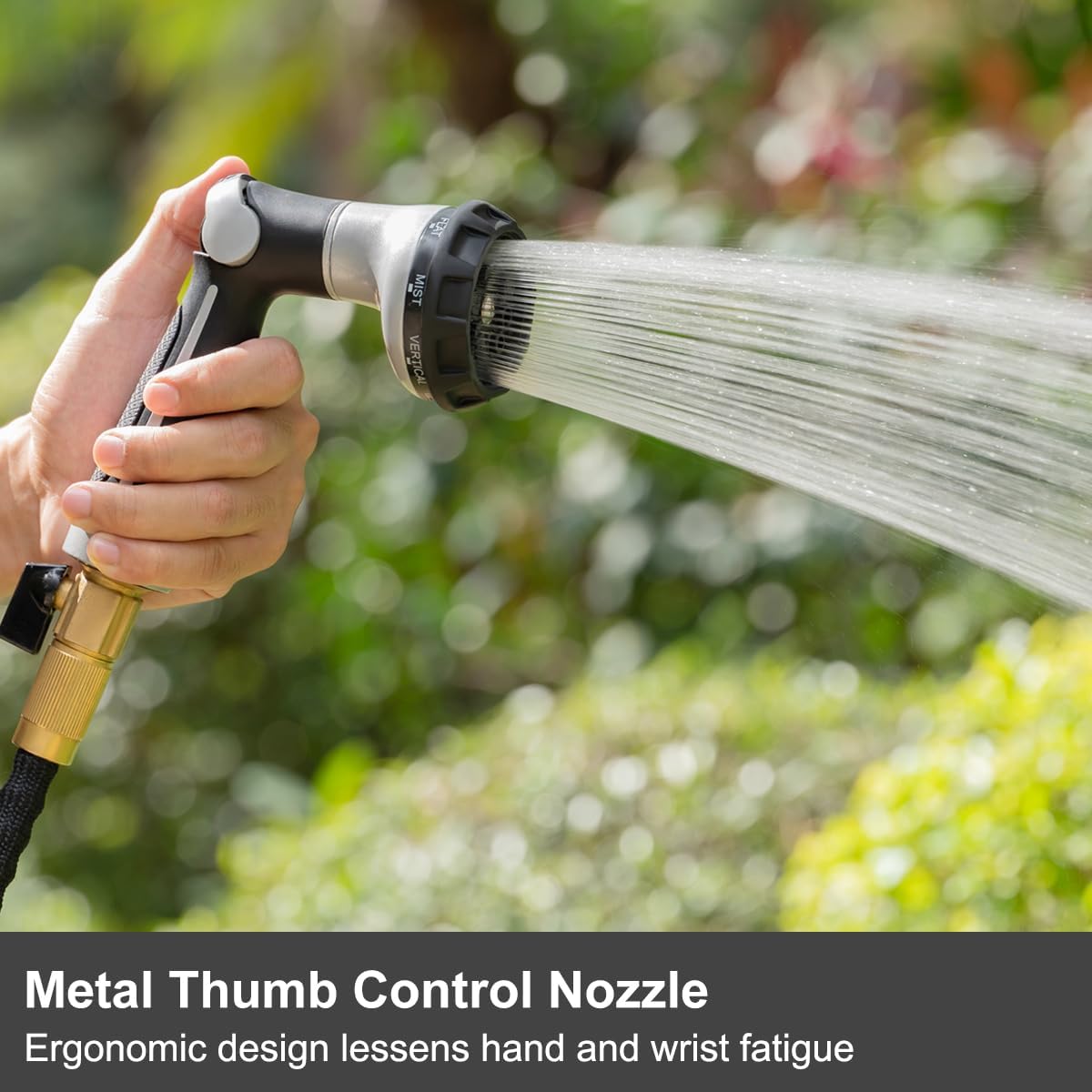 FANHAO Heavy Duty Garden Hose Nozzle, Metal Hose Sprayer Easy Thumb Control | 8 Spray Patterns, Rustproof Water Nozzle