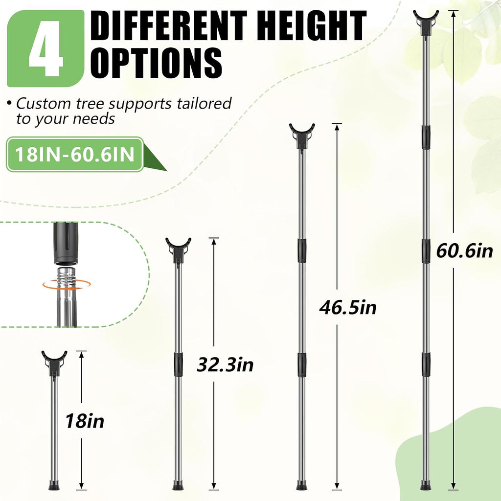 2 Set Adjustable Tree Branch Support, 18"-60" Tree Support Pole with Crutch | Stainless Steel Fruit Tree Branch Support