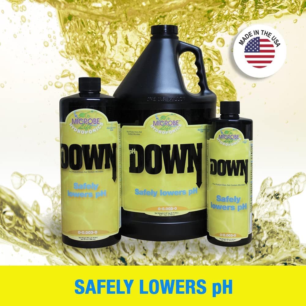 Microbe Life Hydroponics pH Control Kit with pH Up and Down for Stability, 16 oz Bottles, 4 oz Sample of Premium Liquid