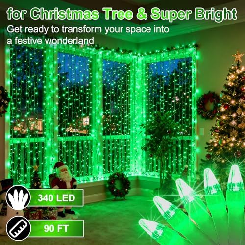 340 LED 90FT Christmas String Lights Outdoor, 12 Pro Modes with Timer