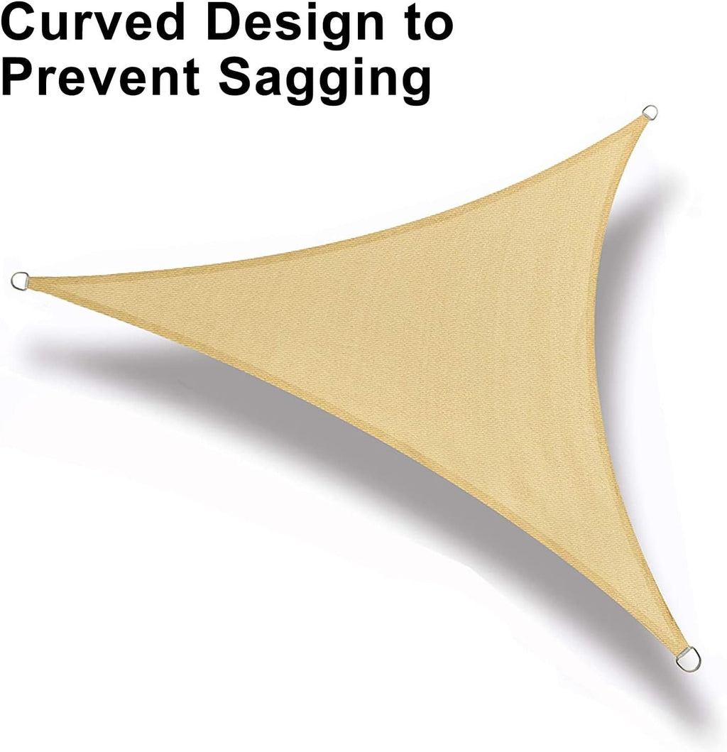 LOVE STORY 12' x 12' x 12' Triangle Sun Shade Sail for Outdoor Patio, Sand | HDPE Fabric, 95% UV Block, Breathable
