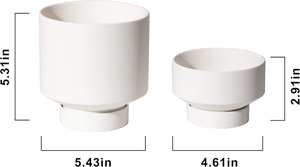 UBEE Plant Pot for Indoor Plants | 5.43 + 4.61 Inch Ceramic Flower Pot | Small Planter Pots with Drainage Hole and