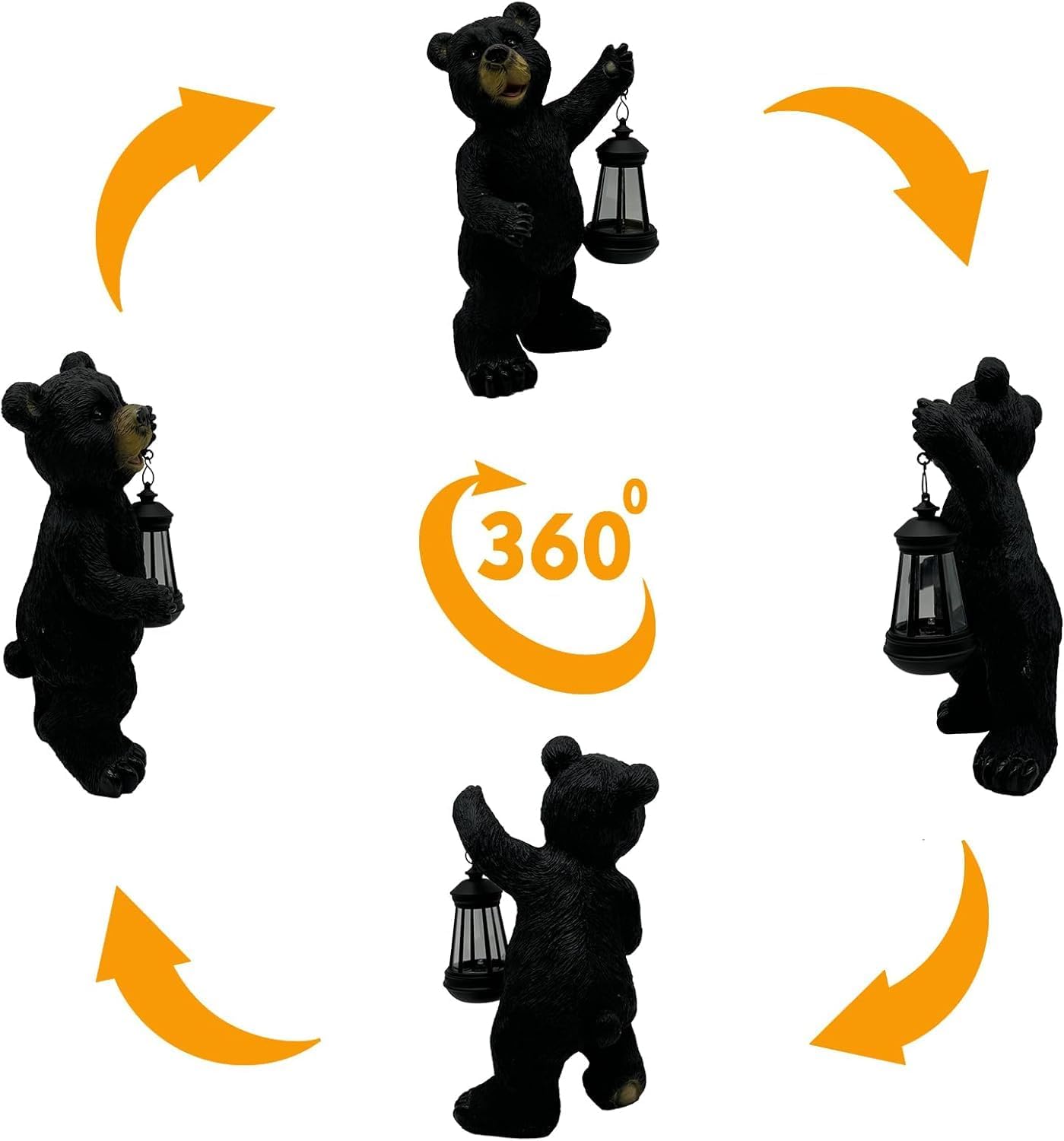 Resin Solar Bear Statue LED Light Waterproof Garden Yard Decor | Sturdy resin solar bear statue with LED lantern