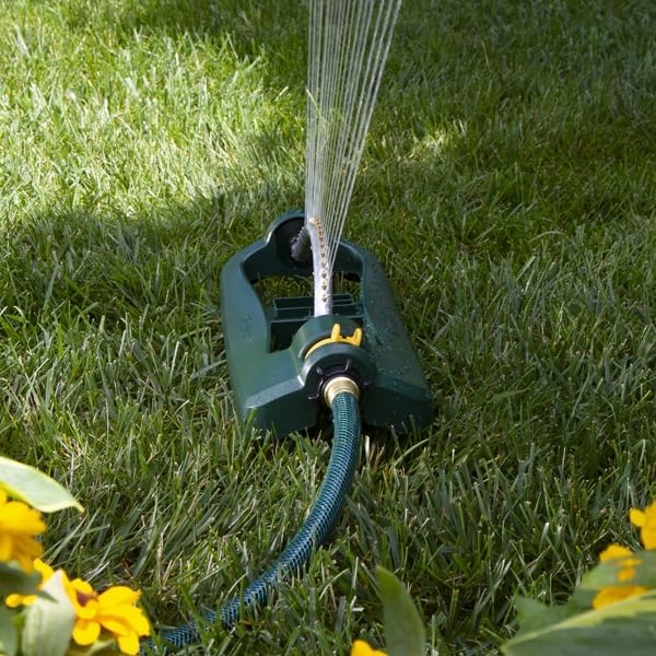 Melnor 65132AMZ Turbo Oscillating Sprinkler with Watering Gauge, Covers Up to 3,600 Sq. Ft., 18 Brass Nozzles