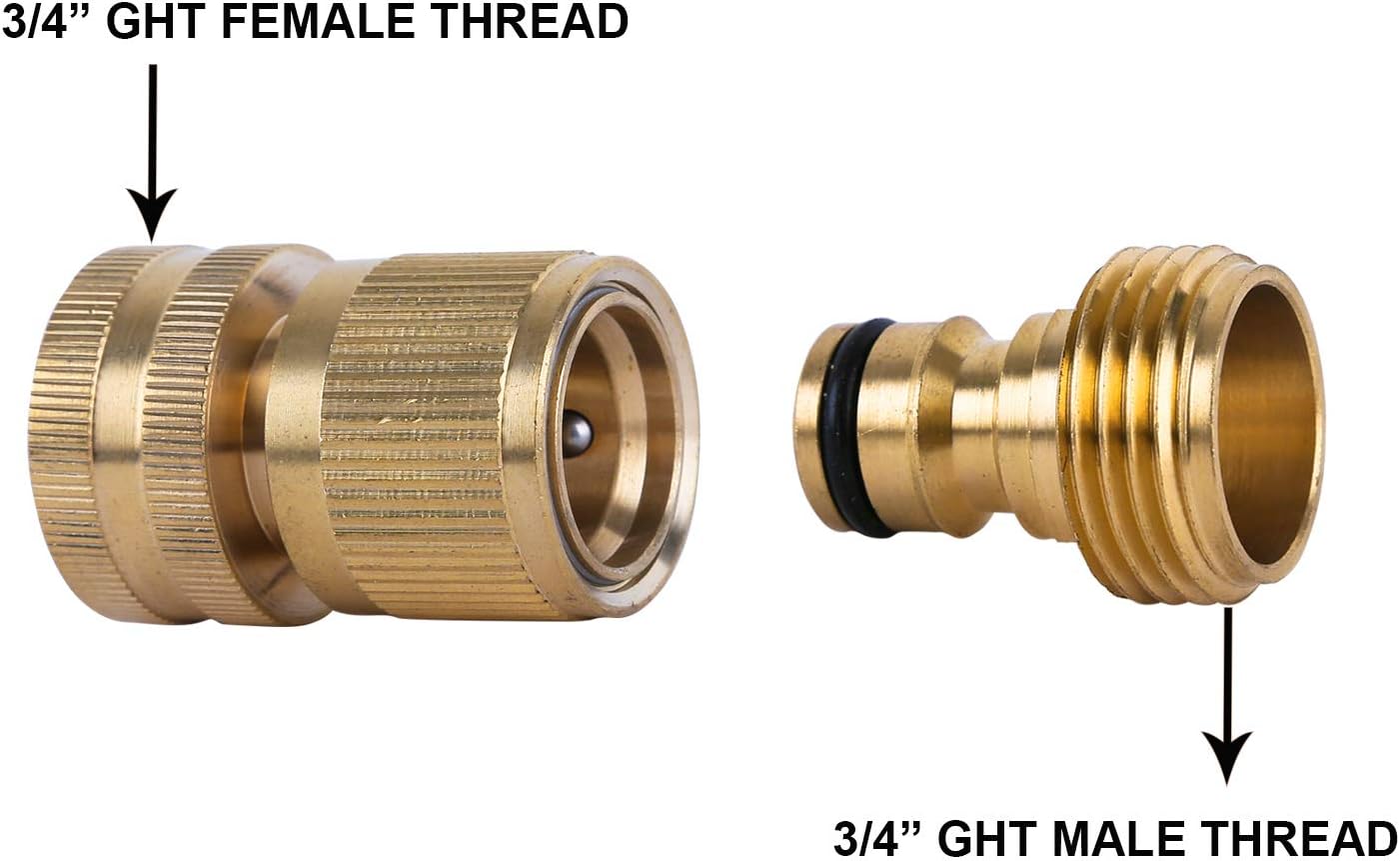 Garden Hose Quick Connect Solid Brass Quick Connector Garden Hose Fitting Water Hose Connectors 3/4 inch GHT (3 SETS)
